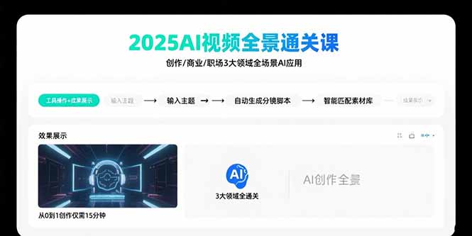 （15762期）2025AI视频全景通关课：涵盖创作/商业/职场3大领域  掌握AI全场景应用-吾爱创业网