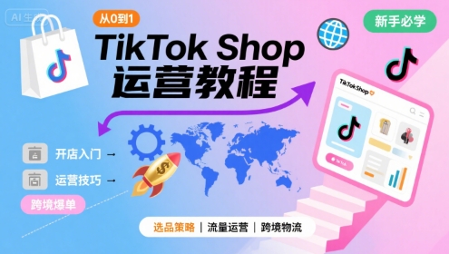 TikTok Shop从0到1运营教程，TikTok跨境电商新手必学课程-吾爱创业网