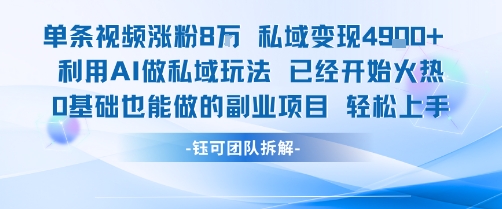 单条视频私域变现4.9k+利用AI做私域玩法 已经开始火热0基础也能做的副业项目轻松上手-吾爱创业网