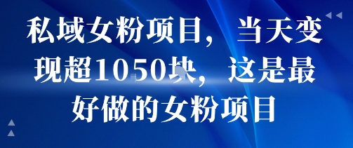 私域女粉项目，当天变现超1k，这是最好做的女粉项目，可放大操作-吾爱创业网