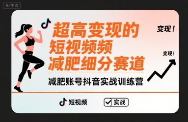 超高变现的短视频减肥细分赛道，减肥账号抖音实战训练营-吾爱创业网