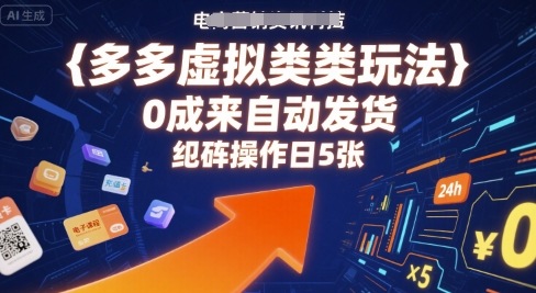 多多虚拟类目玩法，0成本全自动发货，矩阵操作日5张-吾爱创业网