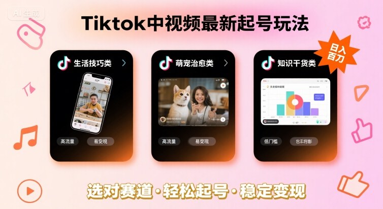 Tiktok中视频最新起号玩法，想要日入百刀，做好这几个赛道就可以了-吾爱创业网
