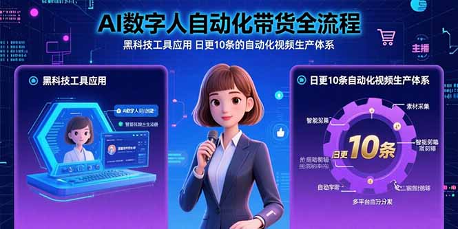 （15699期）AI数字人自动化带货全流程：黑科技工具应用 日更10条的自动化视频生产体系-吾爱创业网