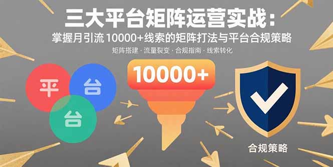 （15841期）三大平台矩阵运营实战：掌握月引流10000+线索的矩阵打法与平台合规策略-吾爱创业网
