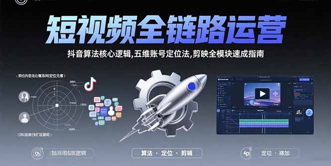 （15580期）短视频全链路运营：抖音算法核心逻辑,五维账号定位法,剪映全模块速成指南-吾爱创业网