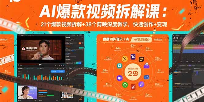 （15741期）AI爆款视频拆解课：21个爆款视频拆解+38个剪映深度教学，快速创作+变现-吾爱创业网