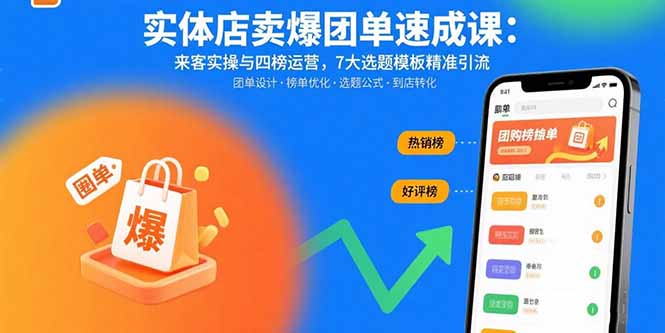 （15834期）实体店卖爆团单速成课：来客实操与四榜运营，7大选题模板精准引流-吾爱创业网