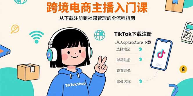 （15708期）跨境电商主播入门课，TikTok下载注册，支付工具配置，社媒账号管理全流程-吾爱创业网