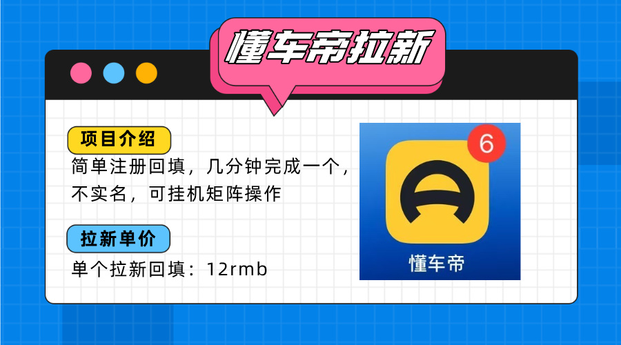 （15661期）懂车帝邪修拉新玩法，简单注册回填，不sm，单个拉新12rmb，轻松日入200+-吾爱创业网