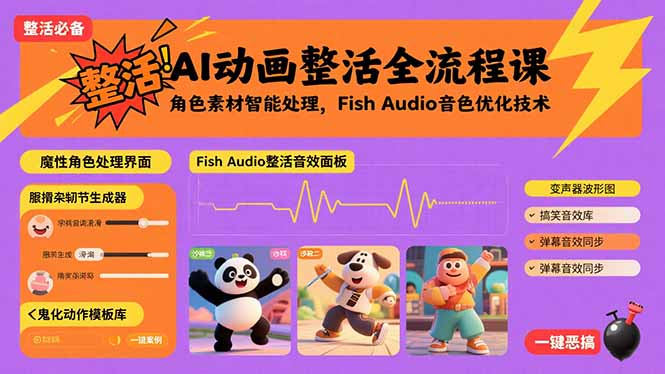 （15855期）AI动画整活全流程课，角色素材智能处理，Fish Audio音色优化技术-吾爱创业网