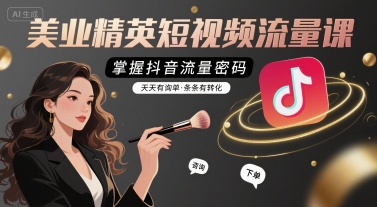 美业精英短视频流量课，掌握抖音流量密码，天天有询单，条条有转化-吾爱创业网