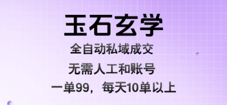玉石玄学全自动私域成交，一单99每天十单以上，无需人工和矩阵账号，蓝海项目直接干【揭秘】-吾爱创业网