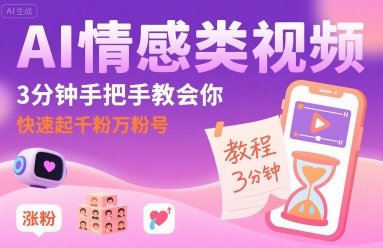 AI情感类视频，3分钟手把手教会你，快速起千粉万粉号-吾爱创业网