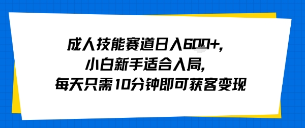 成人技能赛道日入多张，小白新手适合入局，每天只需10分钟即可获客变现-吾爱创业网