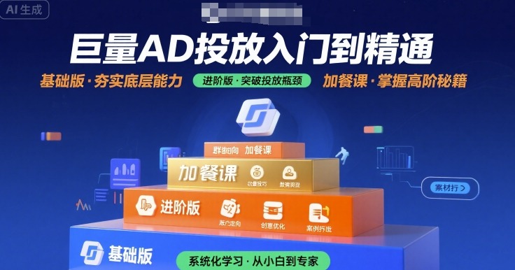 巨量AD投放入门到精通，基础版+进阶版+加餐课-吾爱创业网