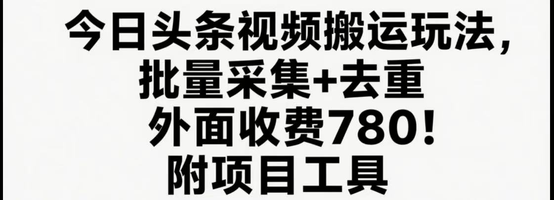 今日头条视频搬运玩法，软件一键去重，轻松日入500+附项目工具-吾爱创业网