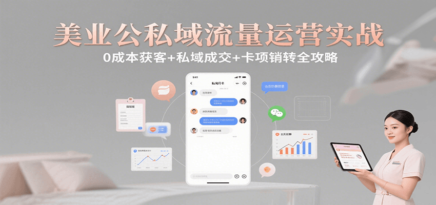 美业公私域流量运营实战：0成本获客+私域成交+卡项销转全攻略-吾爱创业网