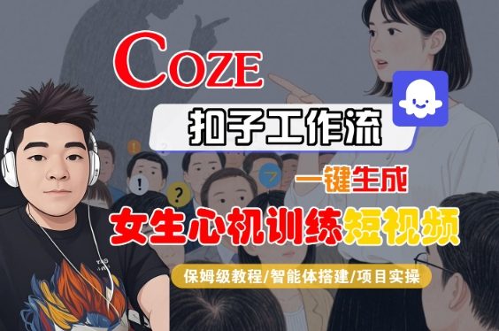 COZE扣子工作流一键生成女生心机训练短视频，保姆级教程-智能体搭建-项目实操-吾爱创业网