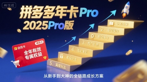 拼多多年卡2025Pro版，五大板块从认知到基础、从推广到活动、从活动到玩法-吾爱创业网