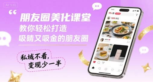 朋友圈美化课堂，教你轻松打造，吸睛又吸金的朋友圈，私域不看，变现少一半-吾爱创业网