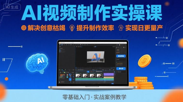 Ai视频制作实操课，解决创意枯竭、效率低下痛点，实现日更量产可持续变现-吾爱创业网