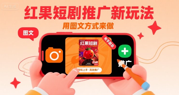 红果短剧推广新玩法，用图文方式来做，有手就会-吾爱创业网