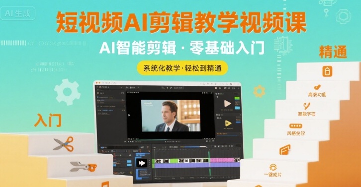 短视频AI剪辑教学视频课，入门到精通-吾爱创业网