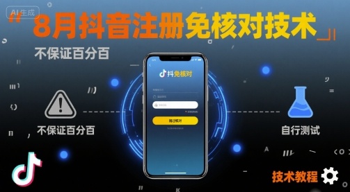 8月抖音注册免核对技术，不保证百分百，自测-吾爱创业网