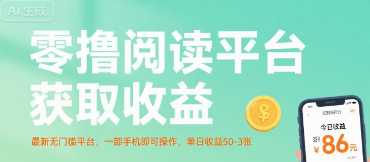 零撸阅读平台获取收益，最新无门槛平台，一部手机即可操作，单日收益50-3张【揭秘】-吾爱创业网