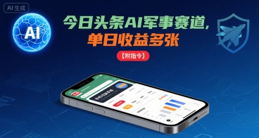 今日头条AI军事赛道，单日收益多张 ，手机可做【附指令】-吾爱创业网