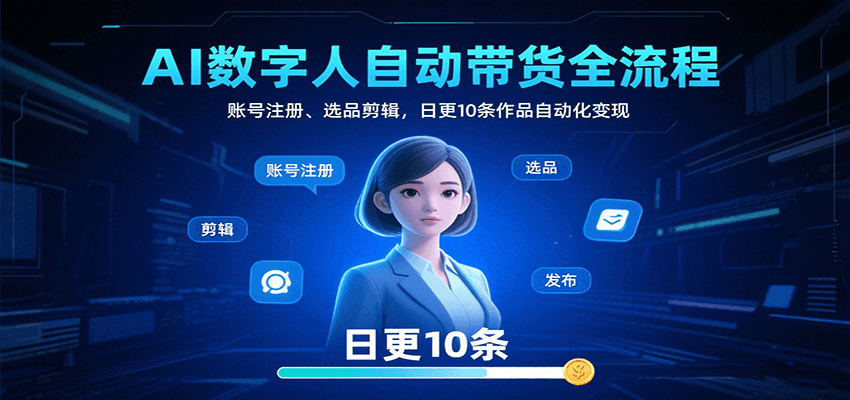 AI数字人自动带货全流程:账号注册、选品剪辑,日更10条作品自动化变现-吾爱创业网