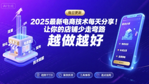 2025最新电商技术每天分享，让你的店铺少走弯路，越做越好(更新8月)-吾爱创业网