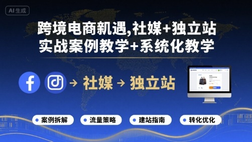 跨境电商新机遇，社媒+独立站，实战案例教学+系统化教学-吾爱创业网