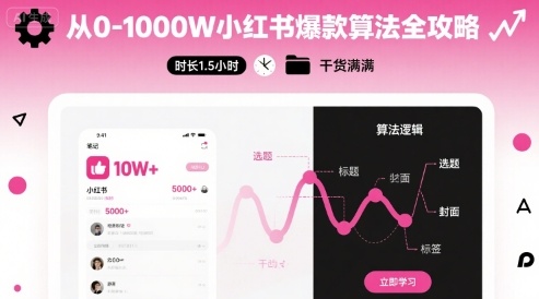 从0-1000W小红书爆款算法全攻略，时长1.5小时，干货满满-吾爱创业网
