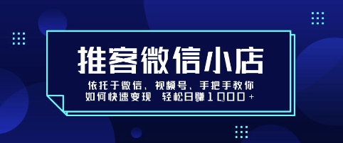 推客微信小店依托于微信、视频号，手把手教你如何快速变现 轻松日入1k+【揭秘】-吾爱创业网