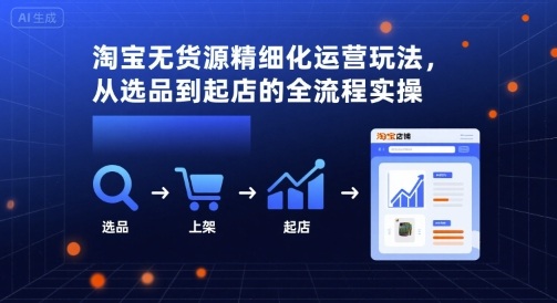 淘宝无货源精细化运营玩法，从选品到起店的全流程实操-吾爱创业网