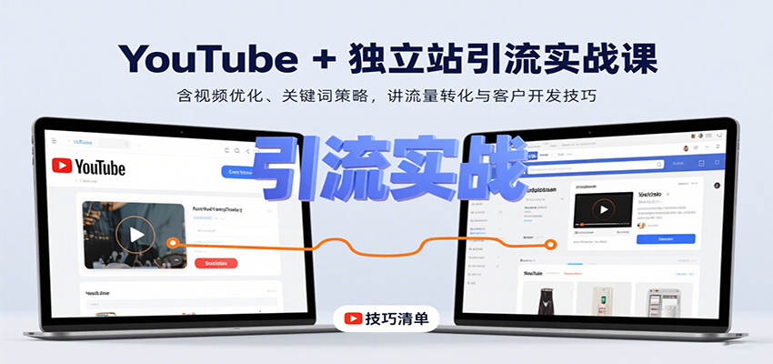 YouTube+独立站引流实战课：含视频优化、关键词策略，讲流量转化与客户开发技巧-吾爱创业网