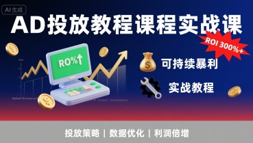 AD投放教程课程实战课，实现广告ROI300%+可持续暴利-吾爱创业网