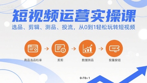 短视频运营实操课，选品、剪辑、测品、投流，从0到1轻松玩转短视频-吾爱创业网