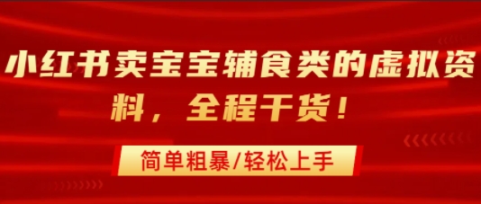 小红书卖宝宝辅食类的虚拟资料，从引流到私域变现，全程干货，简单粗暴，轻松上手-吾爱创业网