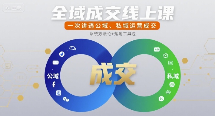 全域成交线上课，一次讲透公域、私域运营成交-吾爱创业网
