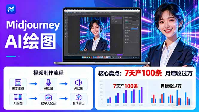 （16049期）AI绘图照片开口说话视频制作：Midjourney+数字人，7天产100条月增收过万-吾爱创业网