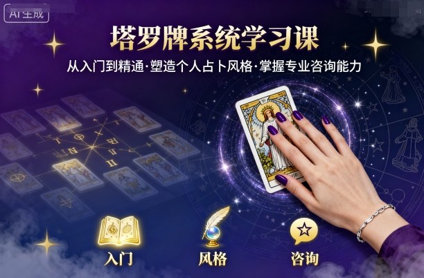 塔罗牌系统学习课，助你从入门到精通，塑造个人占卜风格，掌握专业咨询能力-吾爱创业网