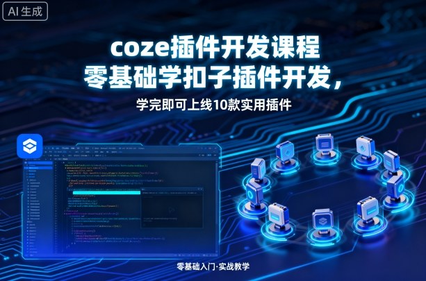 coze插件开发课程，零基础学扣子插件开发，学完即可上线10款实用插件-吾爱创业网