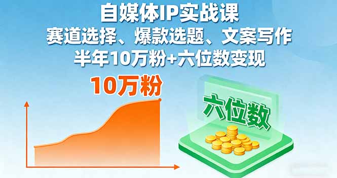 （16121期）自媒体IP实战课，赛道选择、爆款选题、文案写作，半年10万粉+六位数变现-吾爱创业网