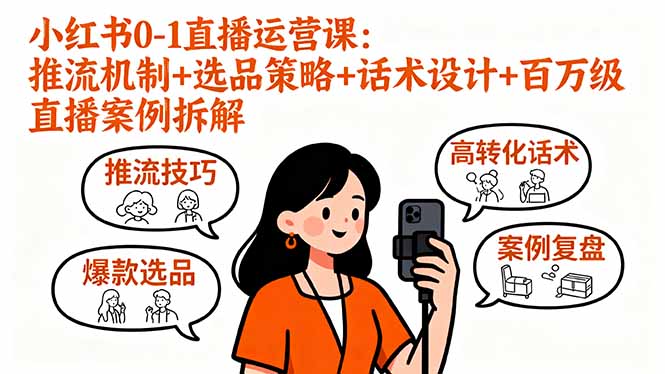 （16002期）小红书0-1直播运营课：推流机制+选品策略+话术设计+百万级直播案例拆解-吾爱创业网