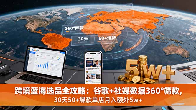 （16106期）跨境蓝海选品全攻略：谷歌+社媒数据360°筛款,30天50+爆款单店月入额外5w+-吾爱创业网