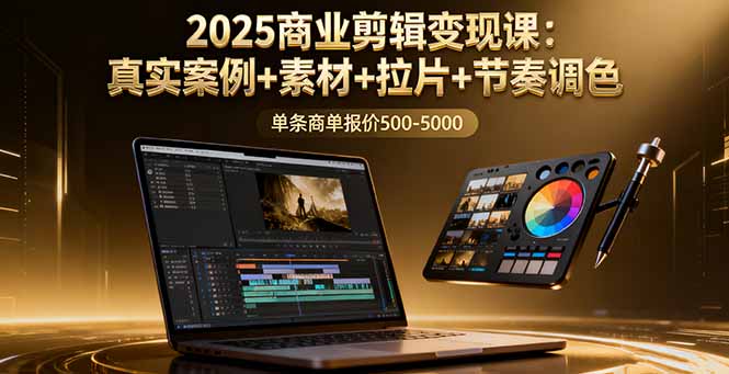 （16130期）2025商业剪辑变现课：真实案例+素材+拉片+节奏调色，单条商单报价500-5000-吾爱创业网