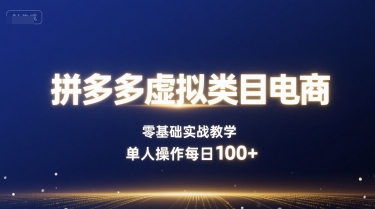 拼多多虚拟类目电商，零基础实战教学，单人操作每日100+-吾爱创业网